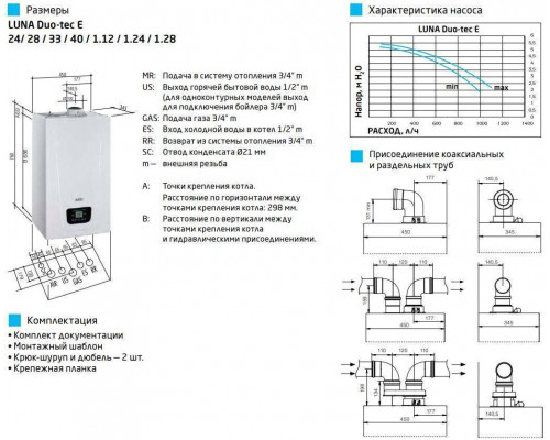 Котел газовый настенный Baxi LUNA Duo-tec E 1.28 конденсационный одноконтурный A7720024