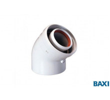 Отвод коаксиальный Baxi полипропиленовый 45° 60/100 мм KMT71405981