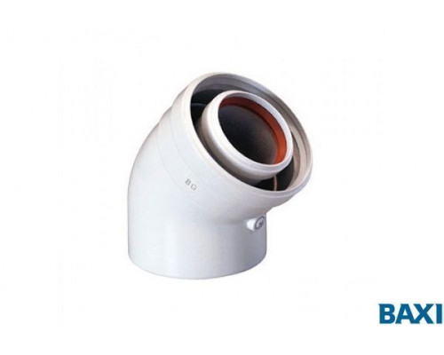 Отвод коаксиальный Baxi полипропиленовый 45° 60/100 мм KMT71405981